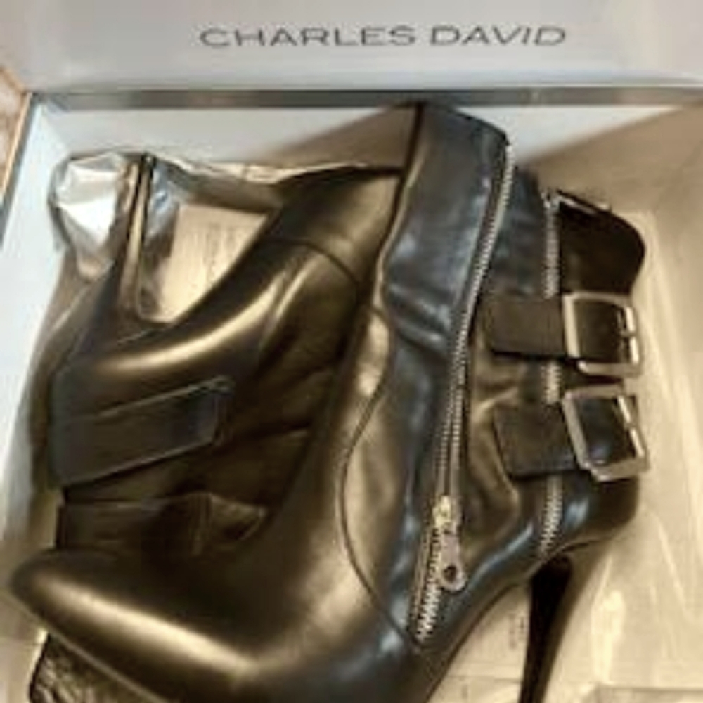Charles David Kathy Buckle High Heel Bootie